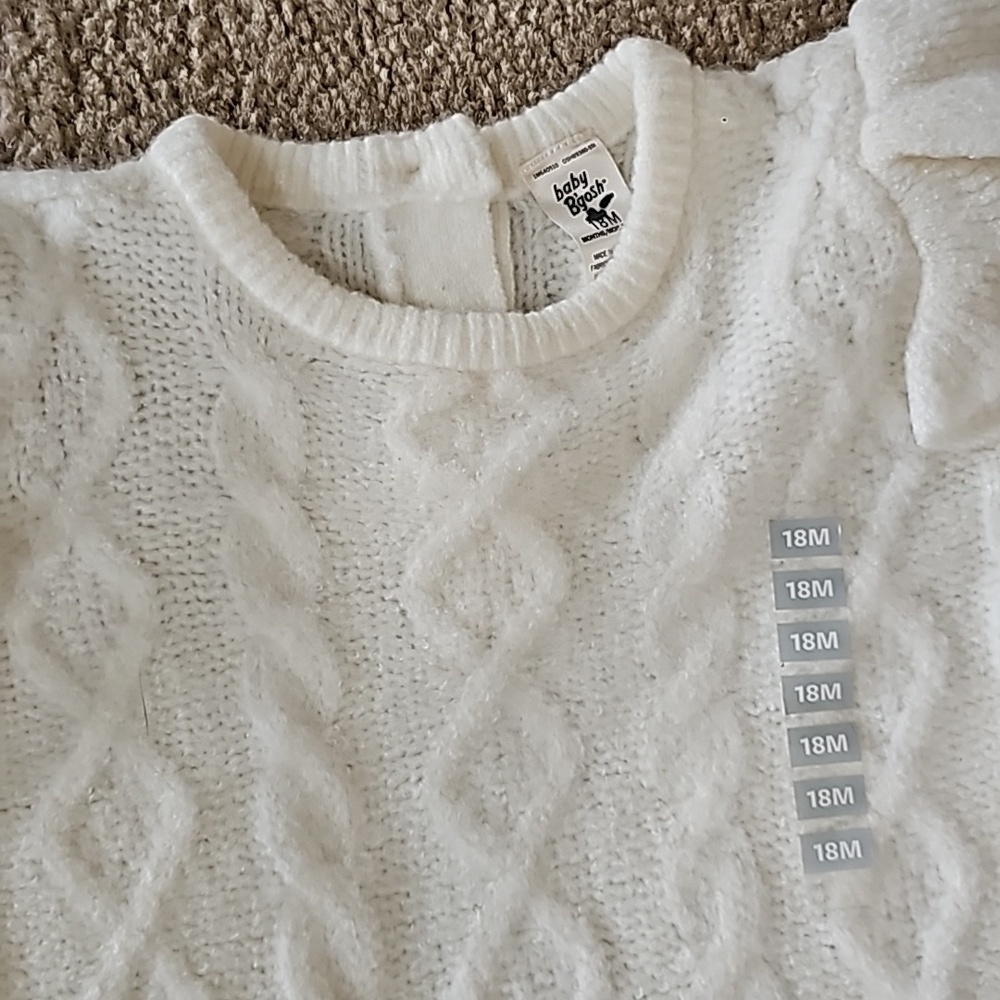 Oshkosh B'gosh Ivory Cable Knit One Piece Sweater 18 Months NEW - Picture 5 of 8